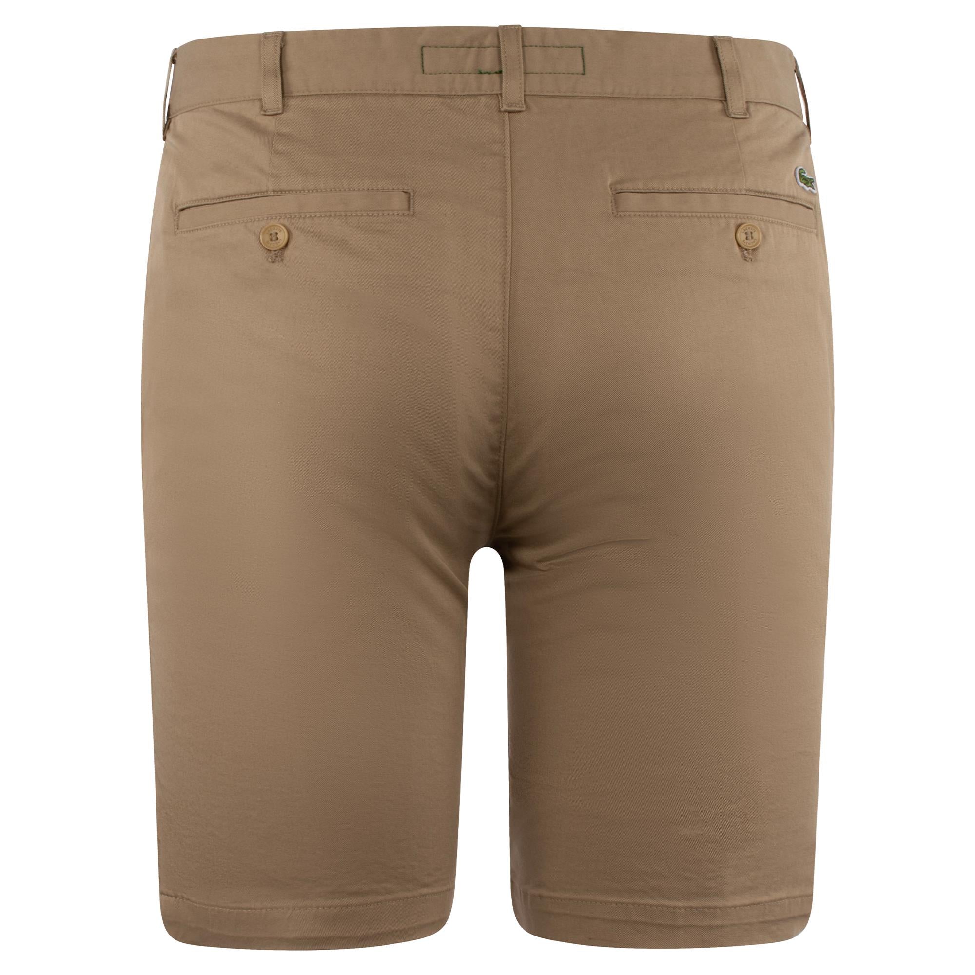 Lacoste Mens Slim Fit Cotton Chino Shorts Beige